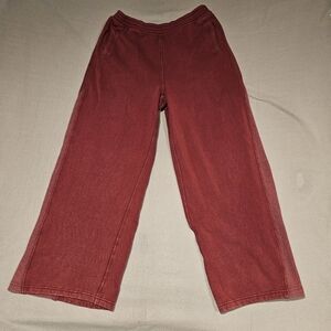 Aerie Red Wide-Leg Sweatpants with Waffle Knit Size M‎